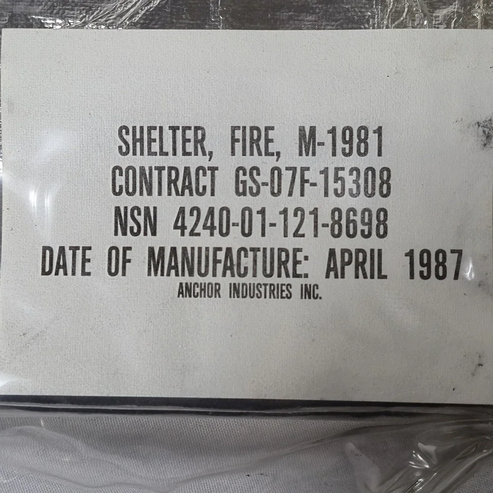 FSS Fire Shelter Case Clips Sealed Blanket Instructions Wildland Emergency 4/87